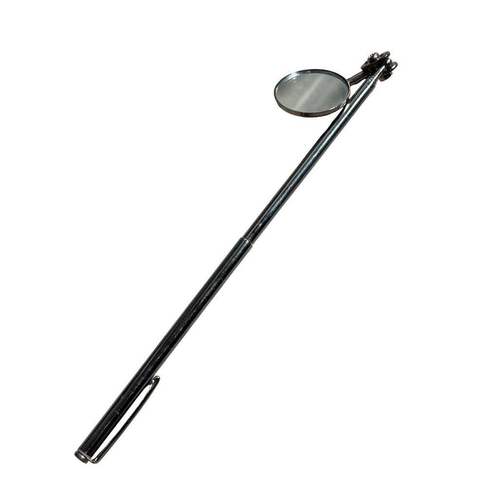 Telescoping Inspection Mirror Chrome Extendable Swivel Round 1 Inch Diameter 17"